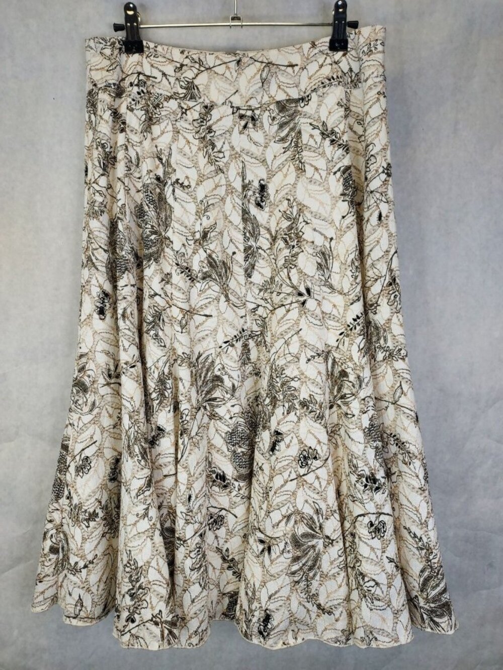 Linea Domani Full Midi Skirt Women 6 Floral Embroidered Cottagecore Coastal Boho